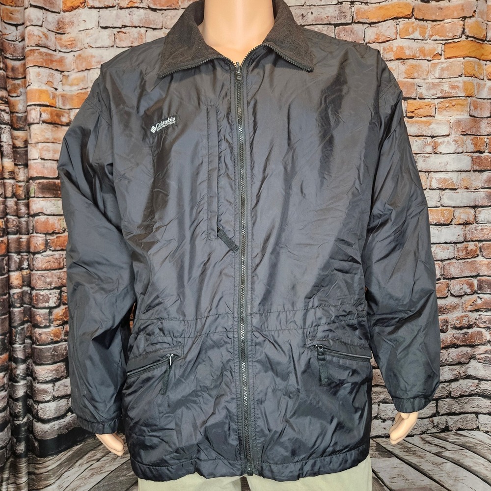 Vintage Columbia Sportswear Fleece Lined Windbreaker Jacket Black XL SM7026 F99